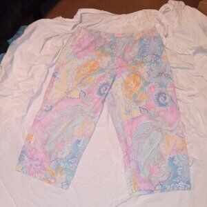 ladies Ralph lauren Pajama set capris and button down shirt Large